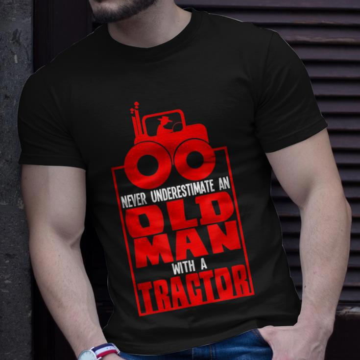 Never Underestimate An Old Man With A Tractor Birthday GagT-Shirt Gifts for Him