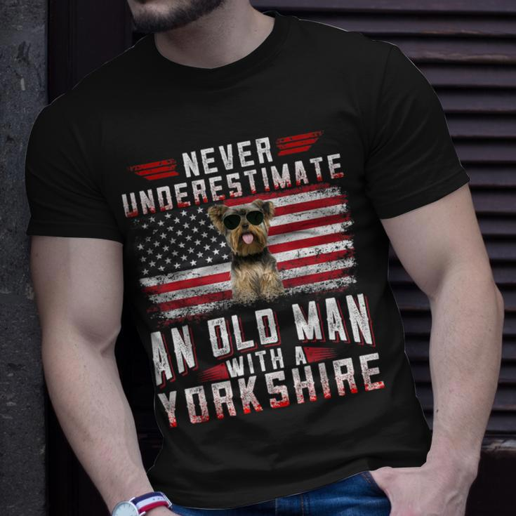 Never Underestimate An Old Man With A Yorkshire Terrier T-Shirt Gifts for Him