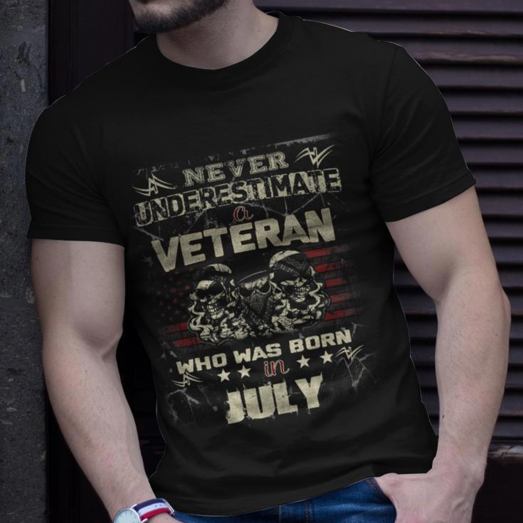 Never Underestimate A Veteran Who Was Born In July T-Shirt Gifts for Him