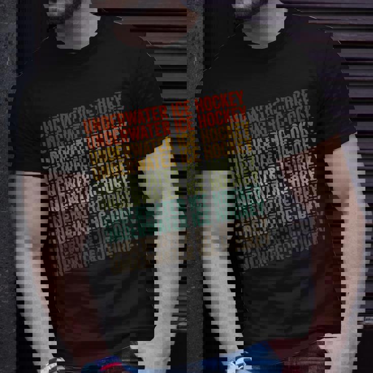 Underwater Ice Hockey Sports Retro T-Shirt Gifts for Him