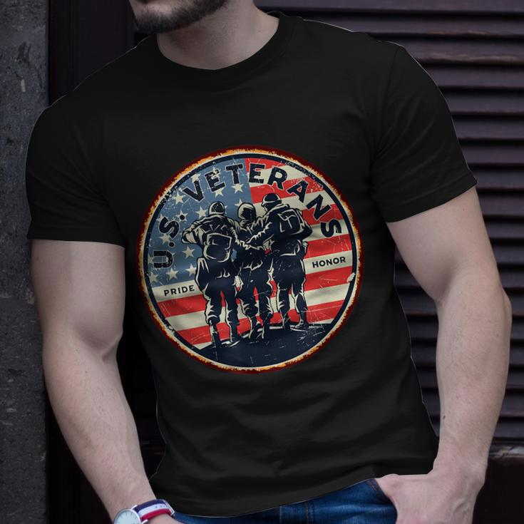 Us Army Veterans Pride Honor Military Us Flag Vintage Men Unisex T-Shirt Gifts for Him