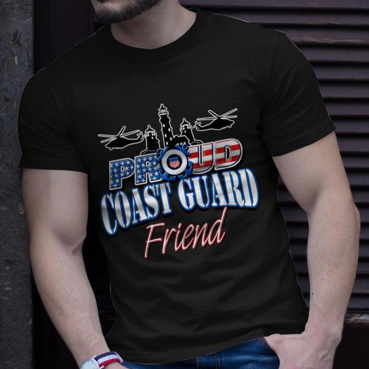 Usa Proud Coast Guard Friend Usa Flag Military Funny Military Gifts Unisex T-Shirt Gifts for Him
