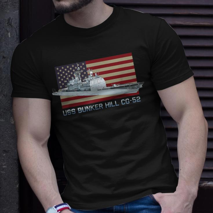 Uss Bunker Hill Cg-52 Ship Diagram American Flag T-Shirt Gifts for Him