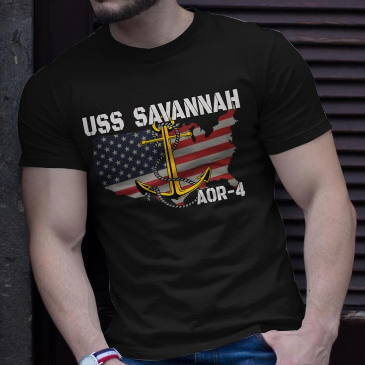 Uss Savannah Aor-4 Replenishment Oiler Ship Veterans Day Dad T-Shirt Gifts for Him