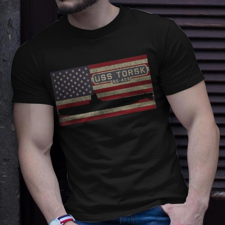Uss Torsk Ss-423 Ww2 Submarine Usa American Flag T-Shirt Gifts for Him