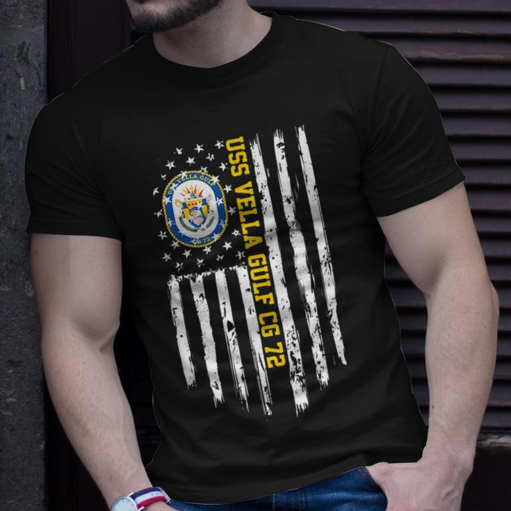 Uss Vella Gulf Cg72 American Flag Unisex T-Shirt Gifts for Him