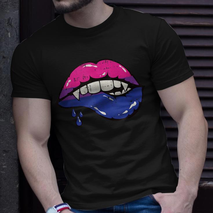 Vampire Lips Bi-Sexual Pride Sexy Blood Fangs Lgbt-Q Ally Unisex T-Shirt Gifts for Him