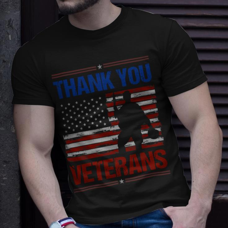 Veteran Vets Thank You Veterans Service Patriot Veteran Day American Flag 3 Veterans Unisex T-Shirt Gifts for Him