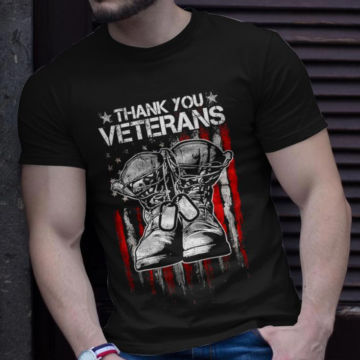 Veteran Vets Thank You Veterans Shirts Veteran Day Boots Usa Flag Dad 346 Veterans Unisex T-Shirt Gifts for Him