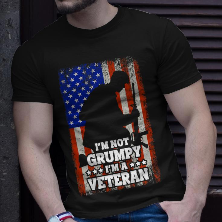Veteran Vets Us Flag Im Not Grumpy Im A Veteran 116 Veterans Unisex T-Shirt Gifts for Him