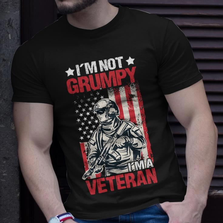 Veteran Vets Us Flag Im Not Grumpy Im A Veteran 119 Veterans Unisex T-Shirt Gifts for Him