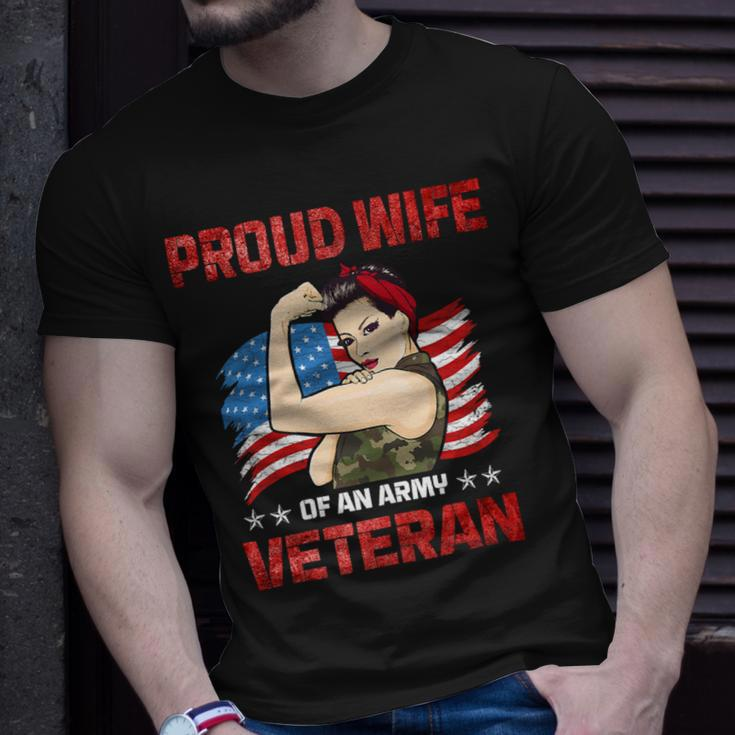 Veteran Vets Womens 4Th Of July Celebration Proud Wife Of An Army Veteran Spouse Veterans Unisex T-Shirt Gifts for Him