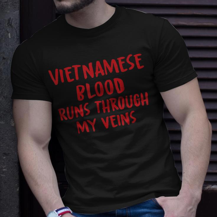 Vietnamese Blood Runs Through My Veins Novelty Word T-Shirt Gifts for Him