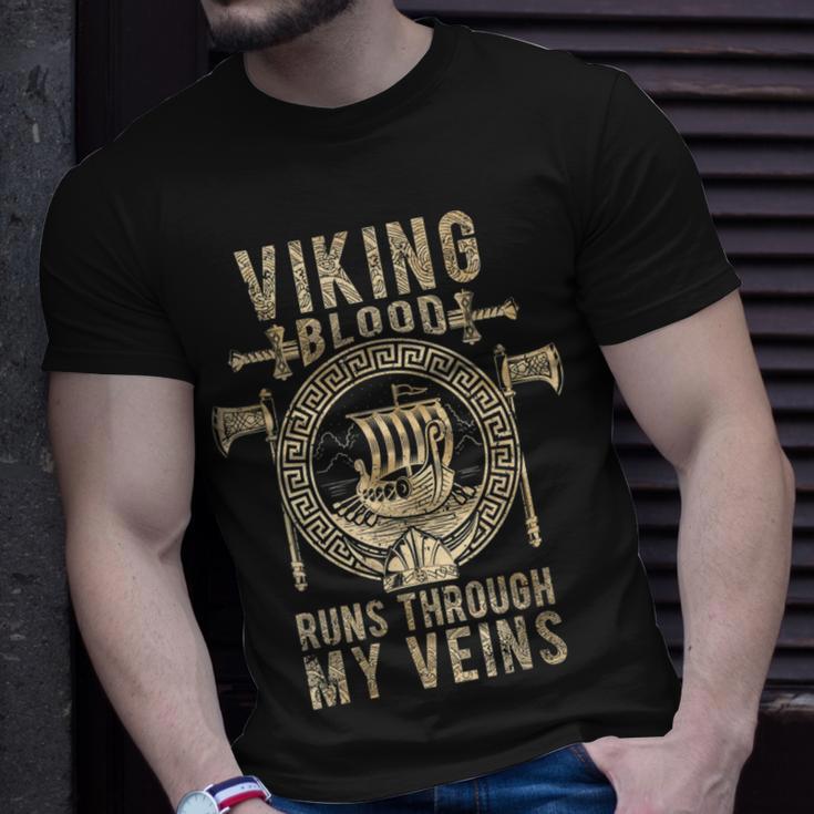 Vikings Norseman Warrior Viking Blood Runs Through My Veins T-Shirt ...