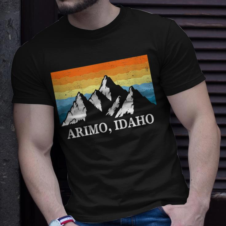 Vintage Arimo Idaho Mountain Hiking Souvenir Print T-Shirt Gifts for Him