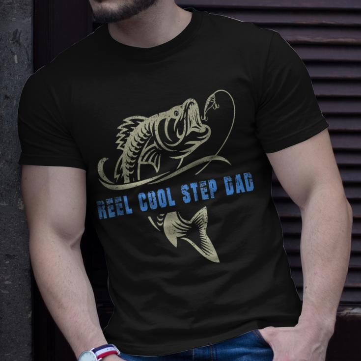 Vintage Fishing Reel Cool Step Dad Funny Fish Fathers Day Unisex T-Shirt Gifts for Him