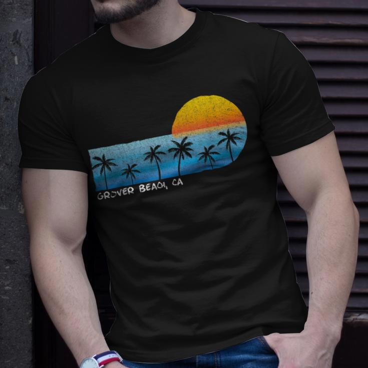 Vintage Grover Beach Ca Palm Trees & Sunset Beach T-Shirt Gifts for Him