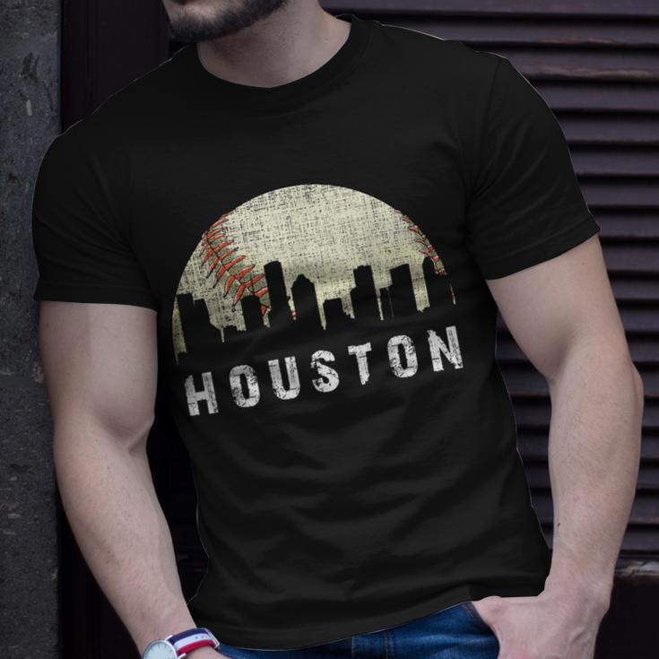 Vintage Houston Skyline City Baseball Met At Gameday T-Shirt Gifts for Him