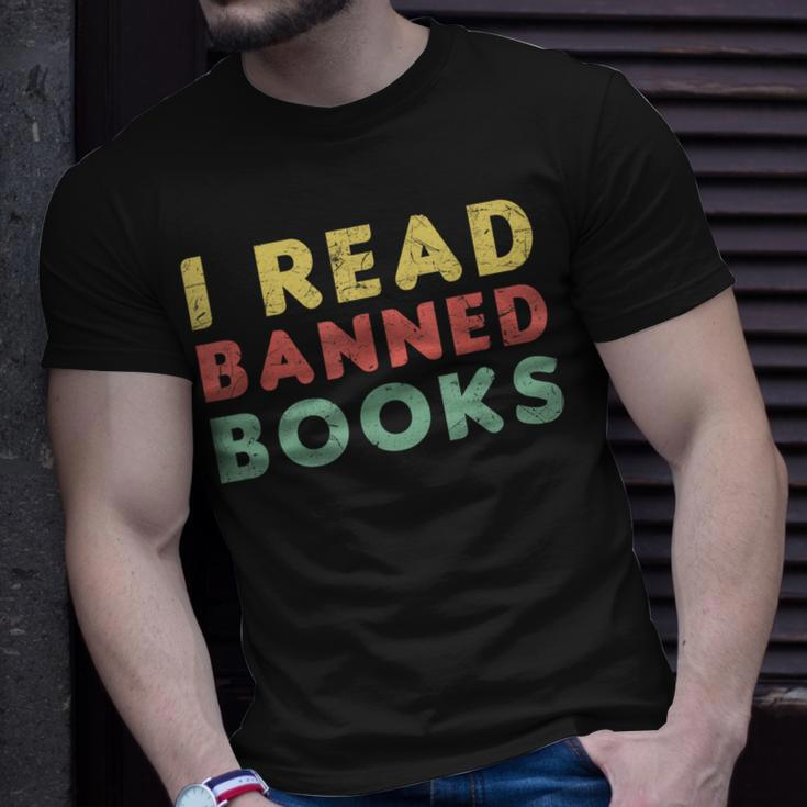 Vintage I Read Banned Books Avid Readers Unisex T-Shirt Gifts for Him