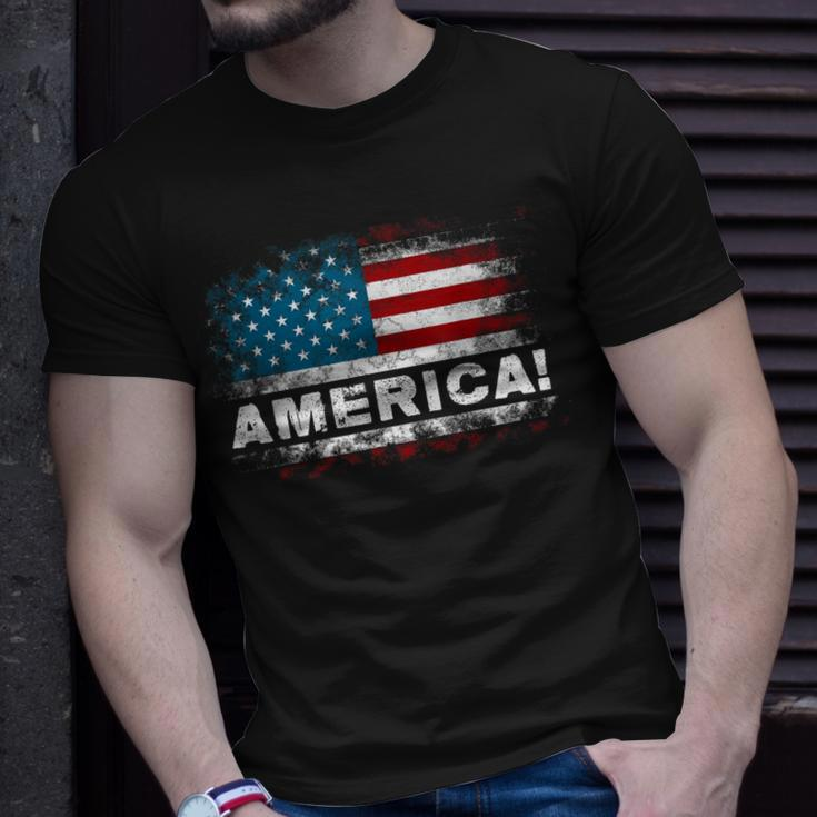 Vintage Merica 4Th Of July Usa Flag Patriotic American Mens Unisex T-Shirt Gifts for Him