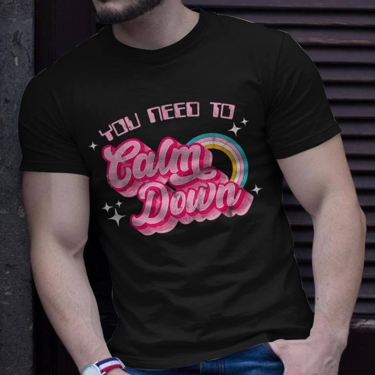 Vintage You Need To Calm Down Funny Quotes Unisex T-Shirt Gifts for Him