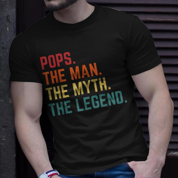 Vintage Pops Man Myth Legend Daddy Grandpa Fathers Day Unisex T-Shirt Gifts for Him