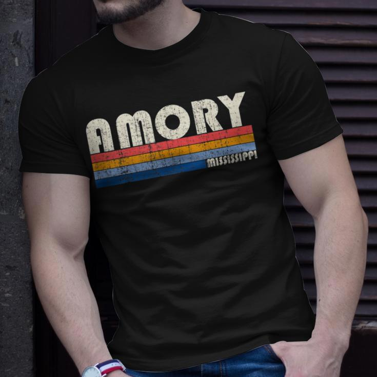 Vintage Retro 70S 80S Style Hometown Of Amory Ms T-Shirt Gifts for Him