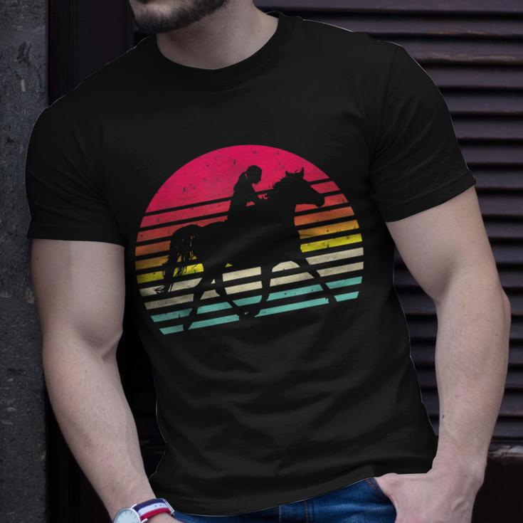 Vintage Retro Girl Horse Riding Sunset Cowgirl Outdoor Sport Unisex T-Shirt Gifts for Him
