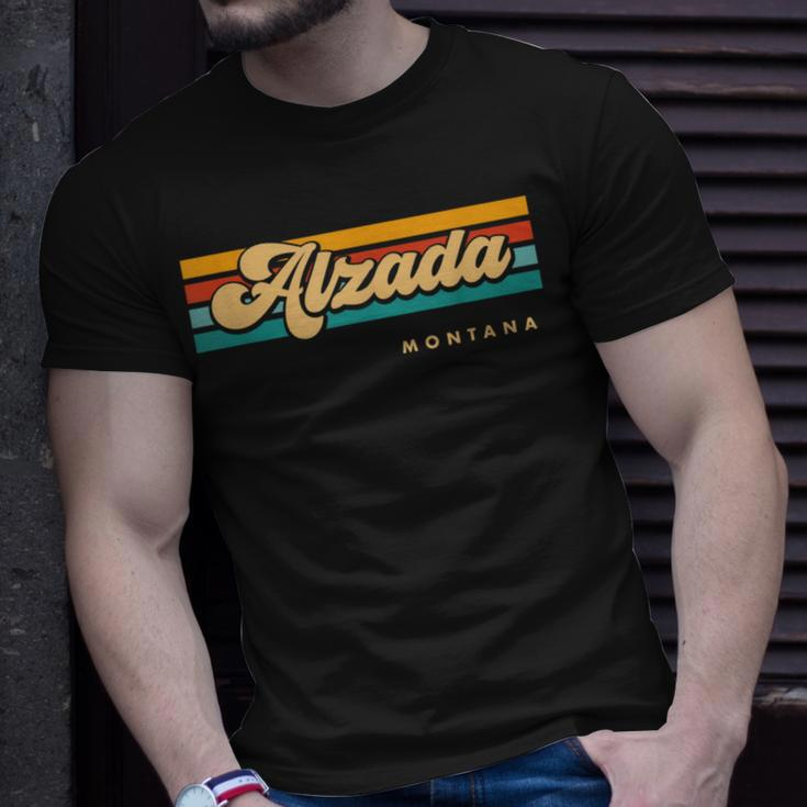 Vintage Sunset Stripes Alzada Montana T-Shirt Gifts for Him