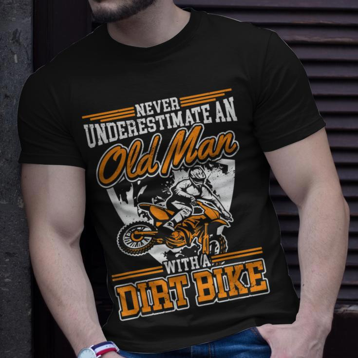 Vintage Never Underestimate An Old Guy On A Dirt Bike T-Shirt Gifts for Him