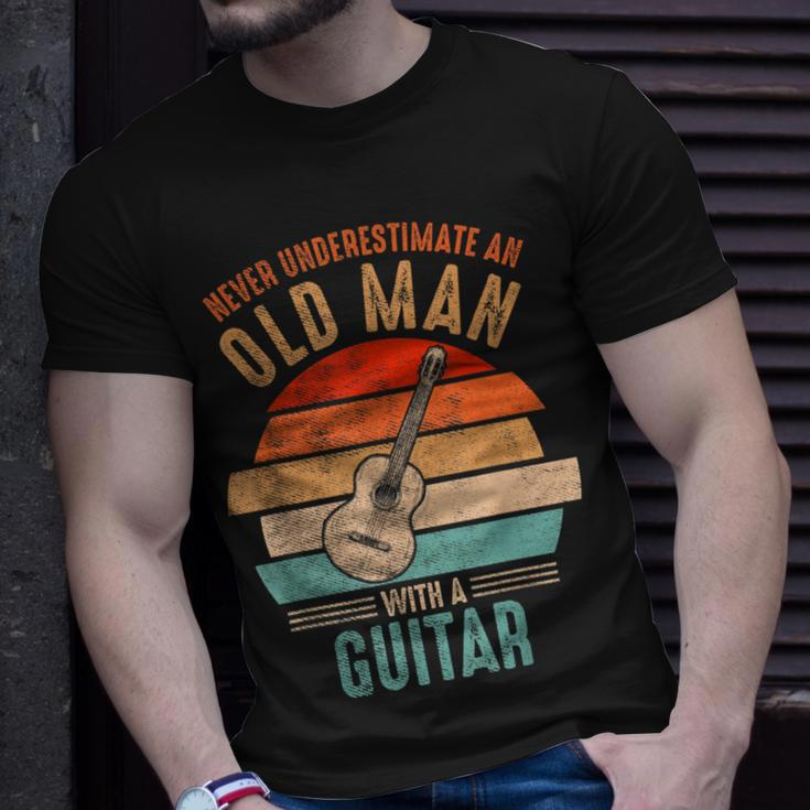 Vintage Never Underestimate An Old Man With A Guitar T-Shirt Gifts for Him