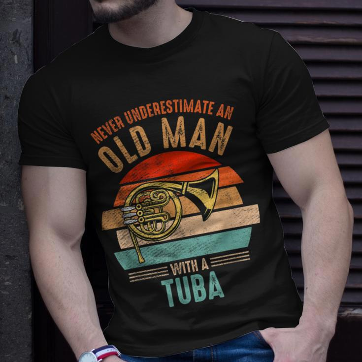 Vintage Never Underestimate An Old Man With A Tuba T-Shirt Gifts for Him
