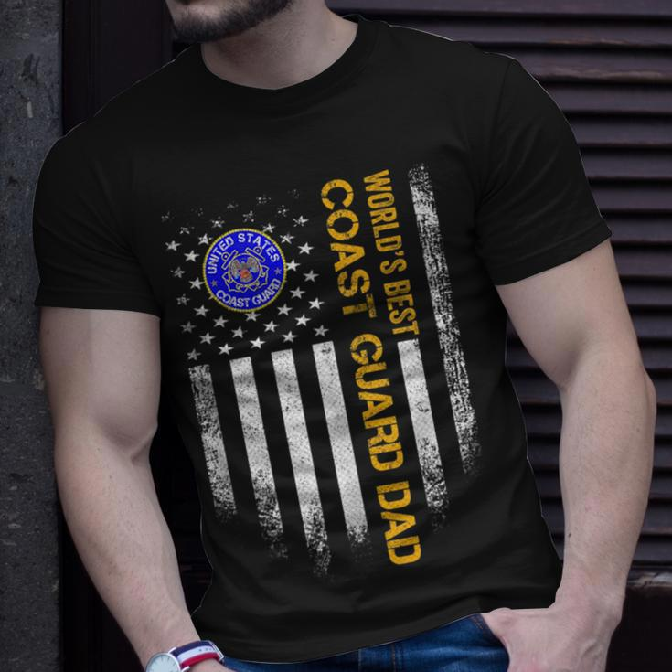 Vintage Usa American Flag Worlds Best Us Coast Guard Dad Funny Gifts For Dad Unisex T-Shirt Gifts for Him