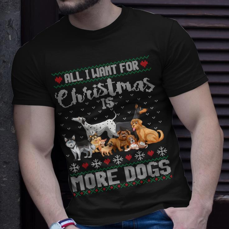 All I Want For Christmas Is More Dogs Ugly Xmas Sweater T-Shirt Gifts for Him