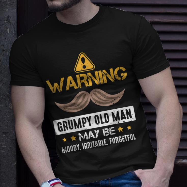 Warning Grumpy Old Man Bad Mood Forgetful Irritable Unisex T-Shirt Gifts for Him