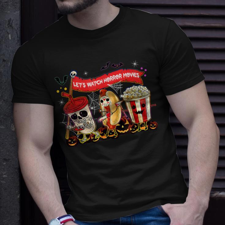 Lets Watch Horror Movies Halloween Ghost Skeleton T-Shirt Gifts for Him