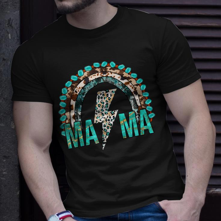 Western Cowhide Leopard Turquoise Rainbow Cowgirl Rodeo Mama Unisex T-Shirt Gifts for Him