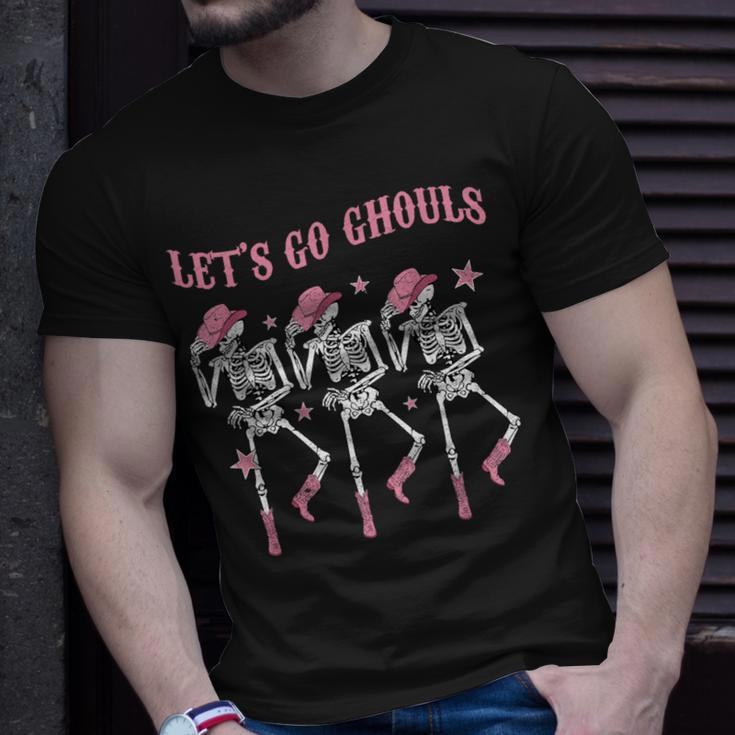 Western Skeletons Bachelorette Halloween Let's Go Ghouls T-Shirt Gifts for Him