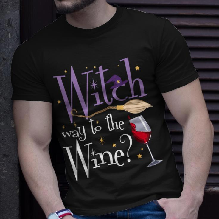 Witch Way To The Wine Halloween Drinking For Wiccan Witches T-Shirt Gifts for Him