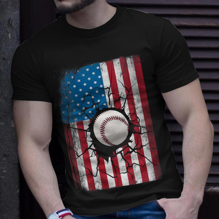 Womens Baseball July 4Th For Men Boys Patriotic American Flag Usa Unisex T-Shirt Gifts for Him