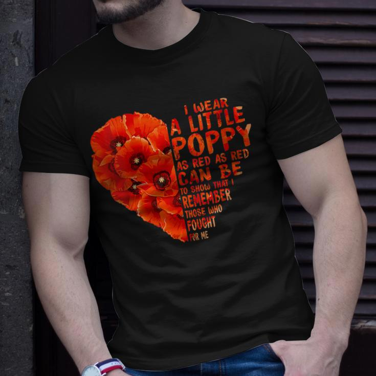 Womens Veteran Day Lest We Forget Red Poppy Flower Usa Memorial Day Unisex T-Shirt Gifts for Him