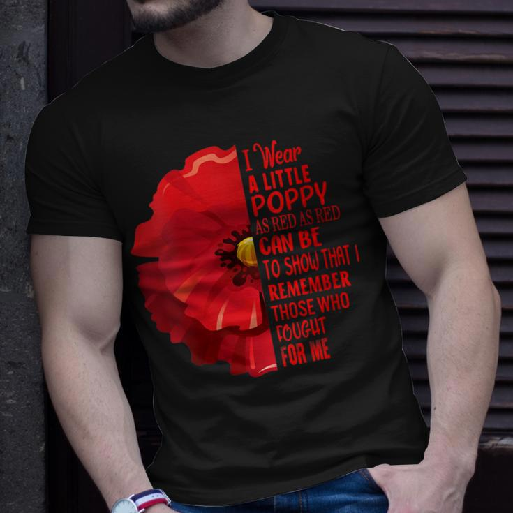 Womens Veterans Day Lest We Forget Red Poppy Flower Usa Memorial Unisex T-Shirt Gifts for Him