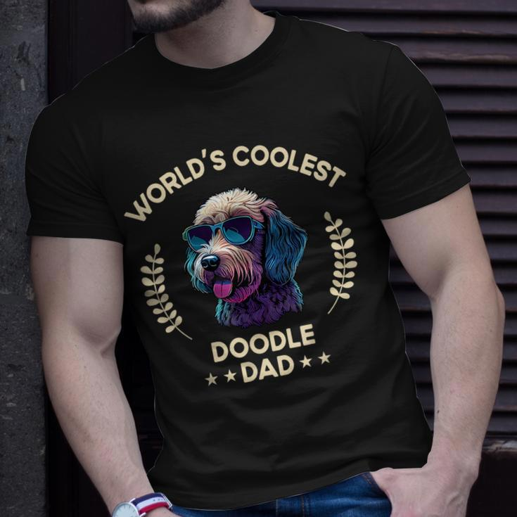 Worlds Coolest Dog Dad Papa - Men Doodle Unisex T-Shirt Gifts for Him