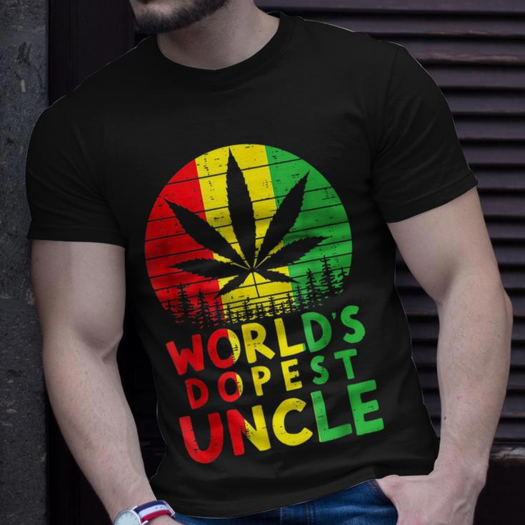 Worlds Dopest Uncle Rasta Jamaican Weed Cannabis 420 Stoner Unisex T-Shirt Gifts for Him