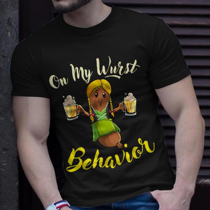 On My Wurst Behavior Bratwurst German Oktoberfest T-Shirt Gifts for Him