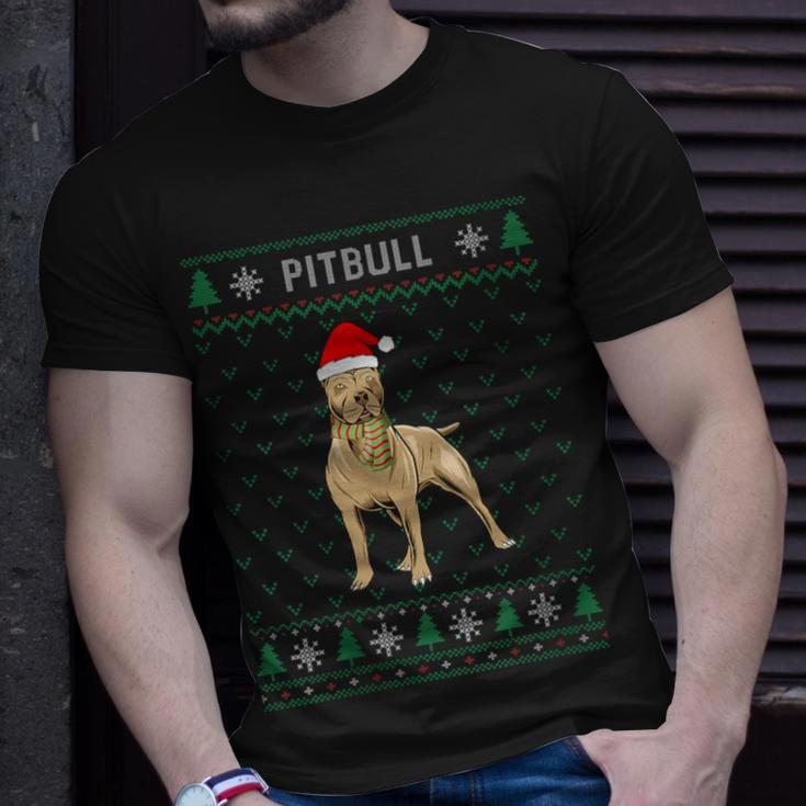 Xmas Pitbull Dog Ugly Christmas Sweater Party T-Shirt Gifts for Him