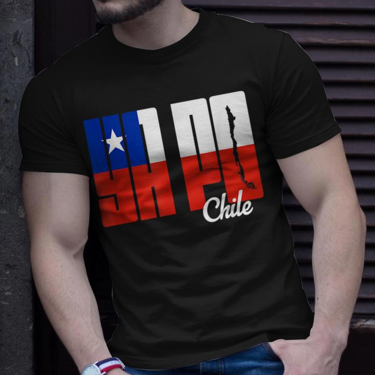 Ya Po Chile Flag And Map Word Fill Chile Funny Gifts Unisex T-Shirt Gifts for Him