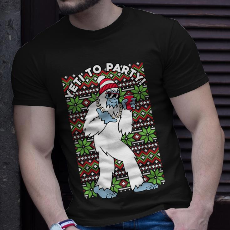 Yeti To The Party Ugly Christmas Sweater Graphic T-Shirt Gifts for Him