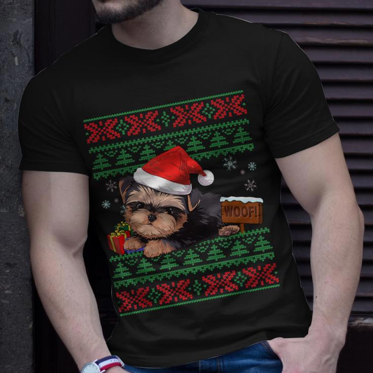 Yorkshire Terrier Dog Lover Santa Hat Ugly Christmas Sweater T-Shirt Gifts for Him