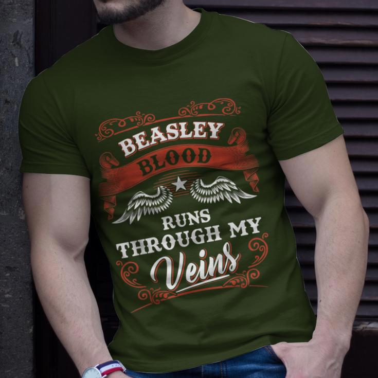 Beasley Blood Runs Through My Veins Family Christmas T-Shirt Gifts for Him